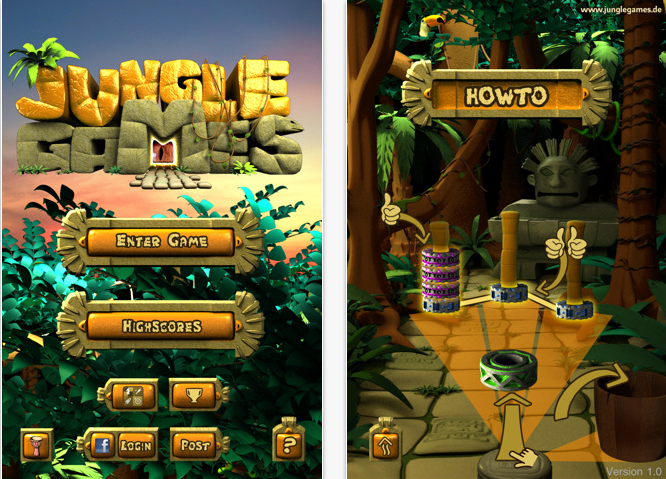 Jungle Games iPhone app screen shot