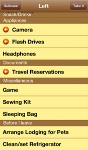 Suitcases - packing list